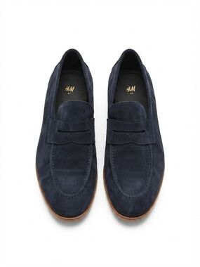 H&M Navy Blue Suede Penny Loafers Size 8.5/EUR 41